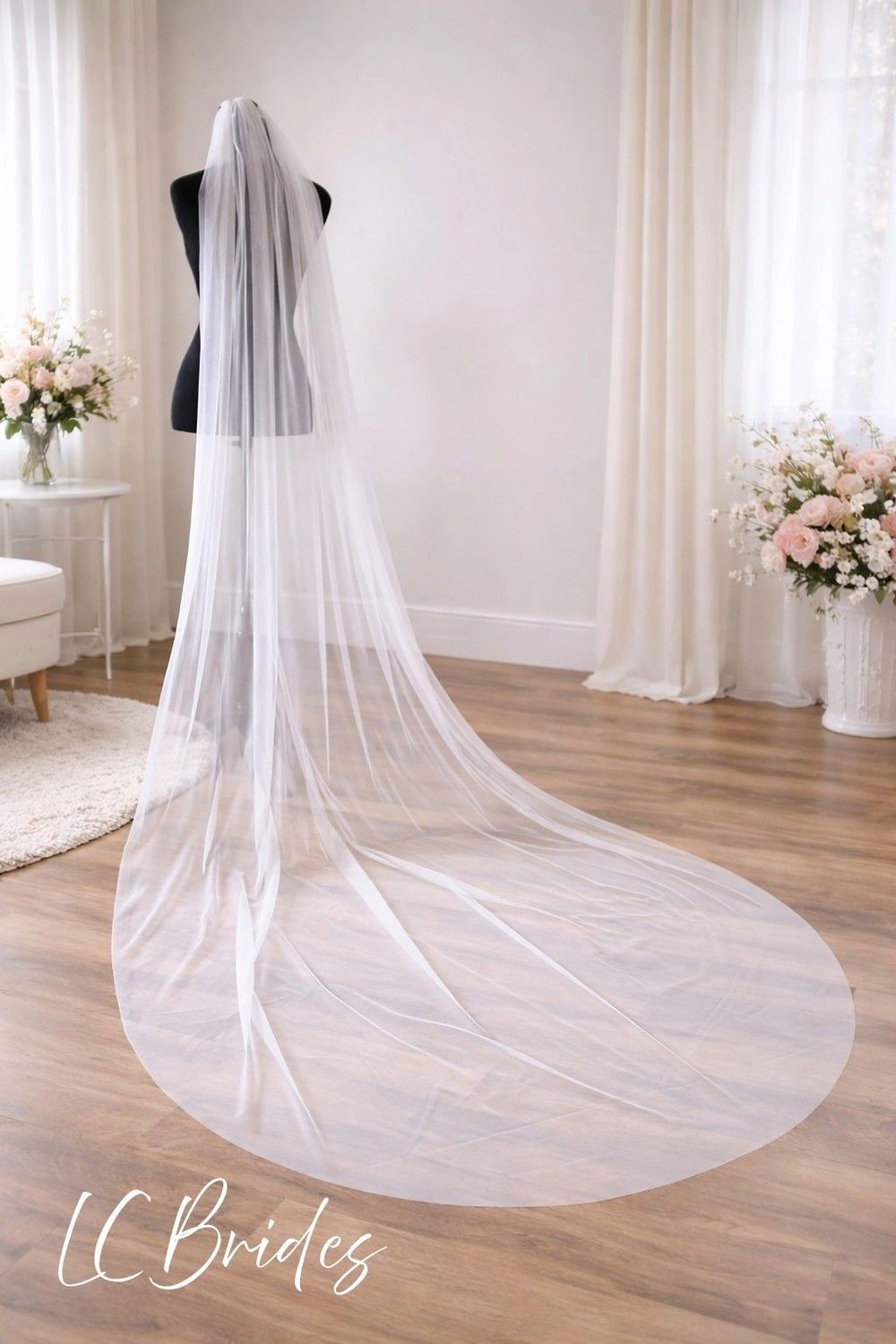 CHRISTINA | Soft Cathedral Length Wedding Veil, English Net