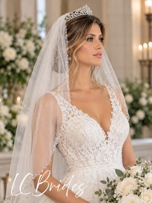 MARILLA | Soft English Net Wedding Veil with Crystal Edge MARILLA | Soft English Net Wedding Veil with Crystal Edge