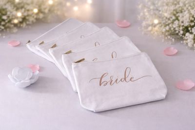 Bride Cosmetic Makeup Bag - Rose Gold