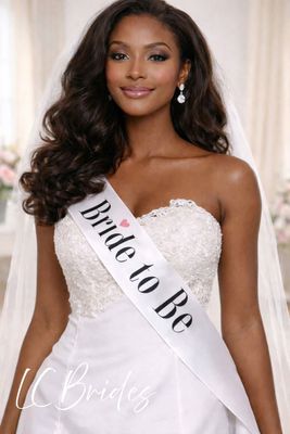 Bride to Be Engagement Sash - White, Ivory, Solid Pink Heart