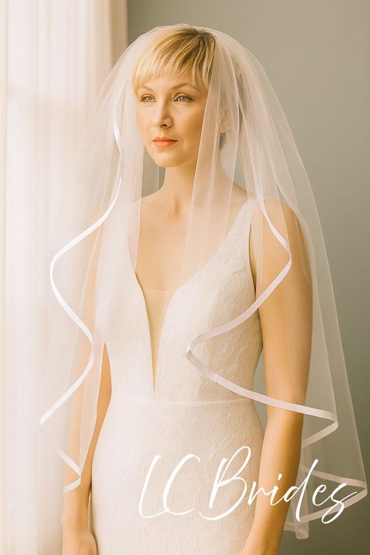 HELEANA | 1-Tier Elegant Wedding Veil with Satin Edge