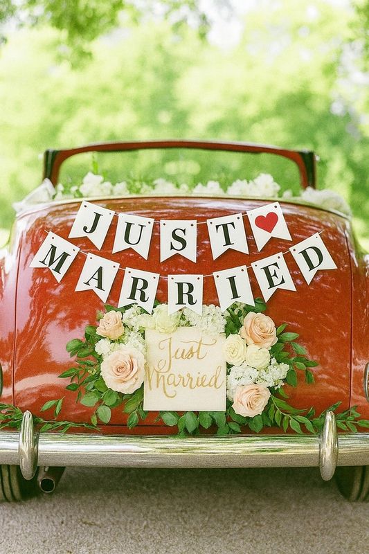 Just Married Wedding Banner | Newlywed Car Decoration