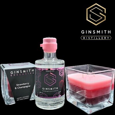 20cl Champagne & Strawberry Gin & matching scented double wick Candle