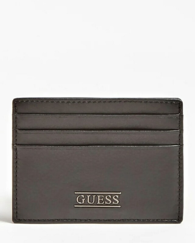 Guess porta carte di credito Uomo New Boston vera pelle Nero