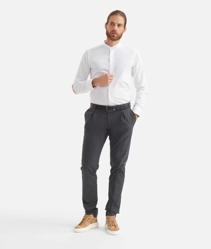 Alviero Martini 1A Classe Camicia Coreana con toppe in cotone Bianca