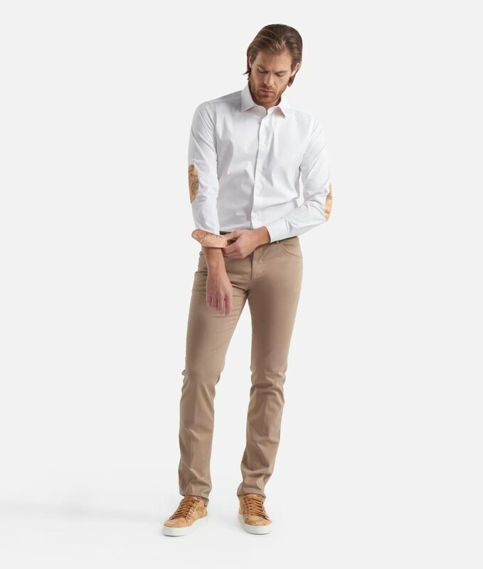 Alviero Martini 1A Classe Camicia uomo Slim con toppe stampa Geo/Bianca