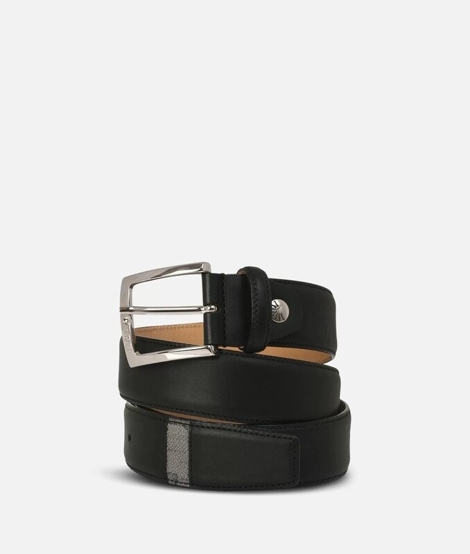Alviero Martini 1A Classe Cintura in pelle Nero rifinita in tessuto Geo Dark