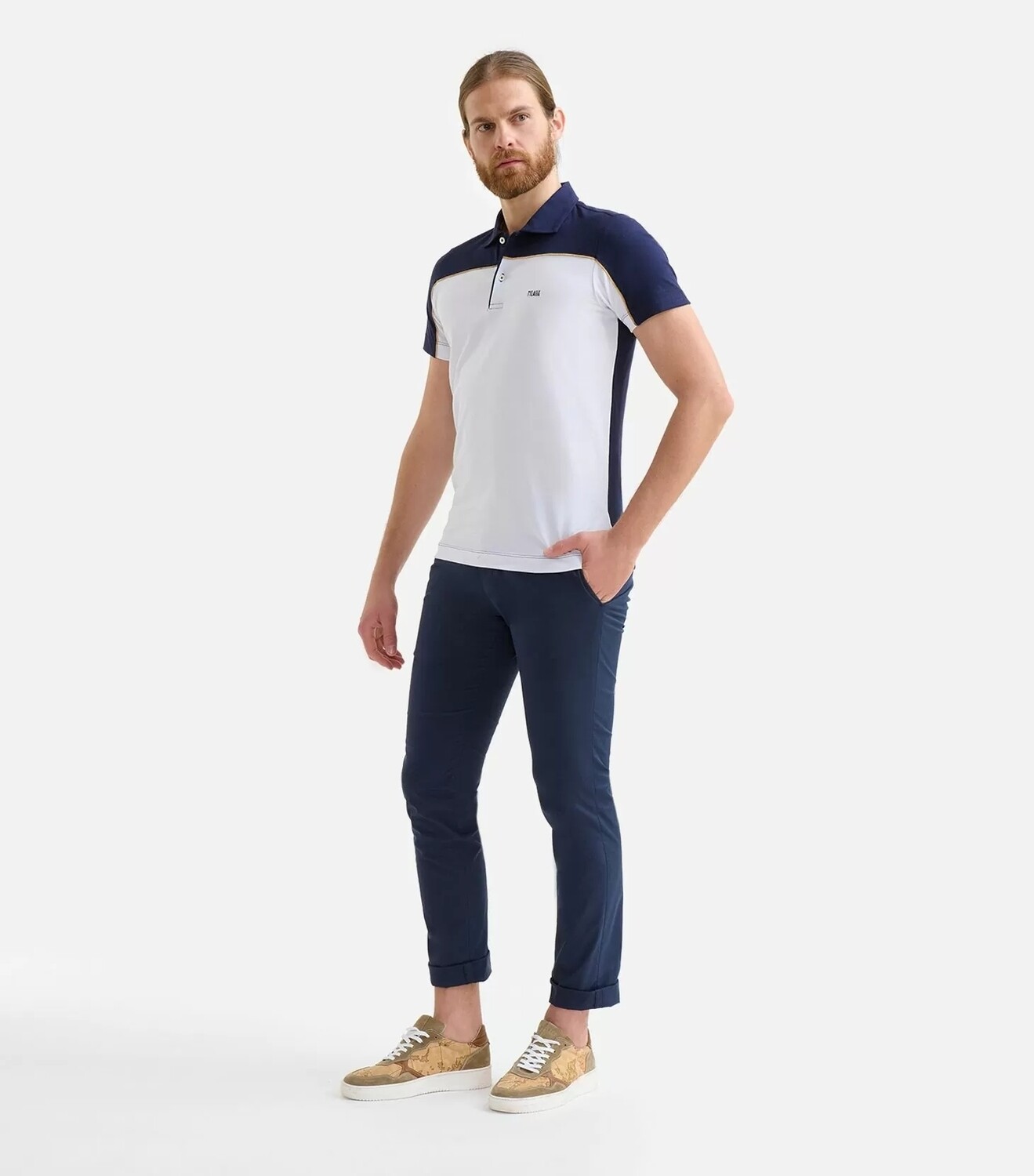 Alviero Martini 1A Classe Polo bicolor in cotone Blu Navy