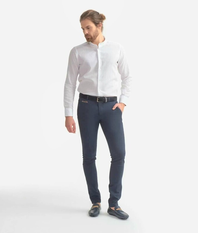 Alviero Martini 1A Classe Pantalone Uomo Super Slim in Cotone estivo Blu Indigo