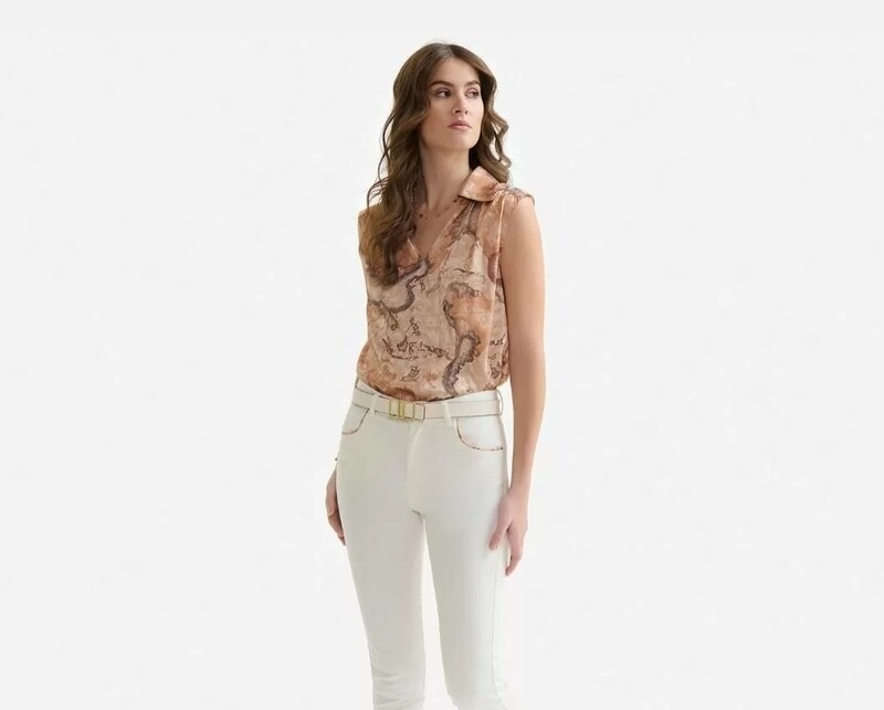 Alviero Martini 1A Classe Pantalone Slim Donna 5 Tasche Milk