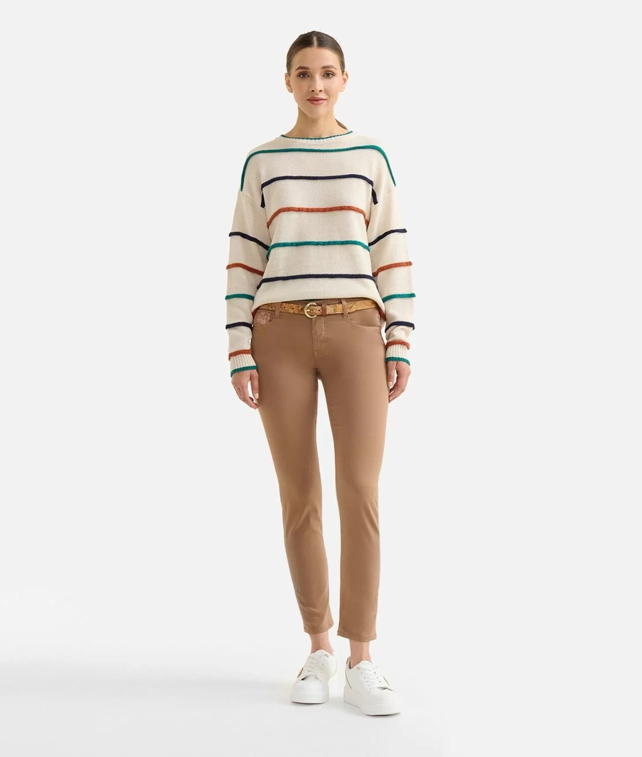 Alviero Martini 1A Classe (Donnavventura) Pantaloni con taschino in gabardina smerigliata tinto capo Cuoio