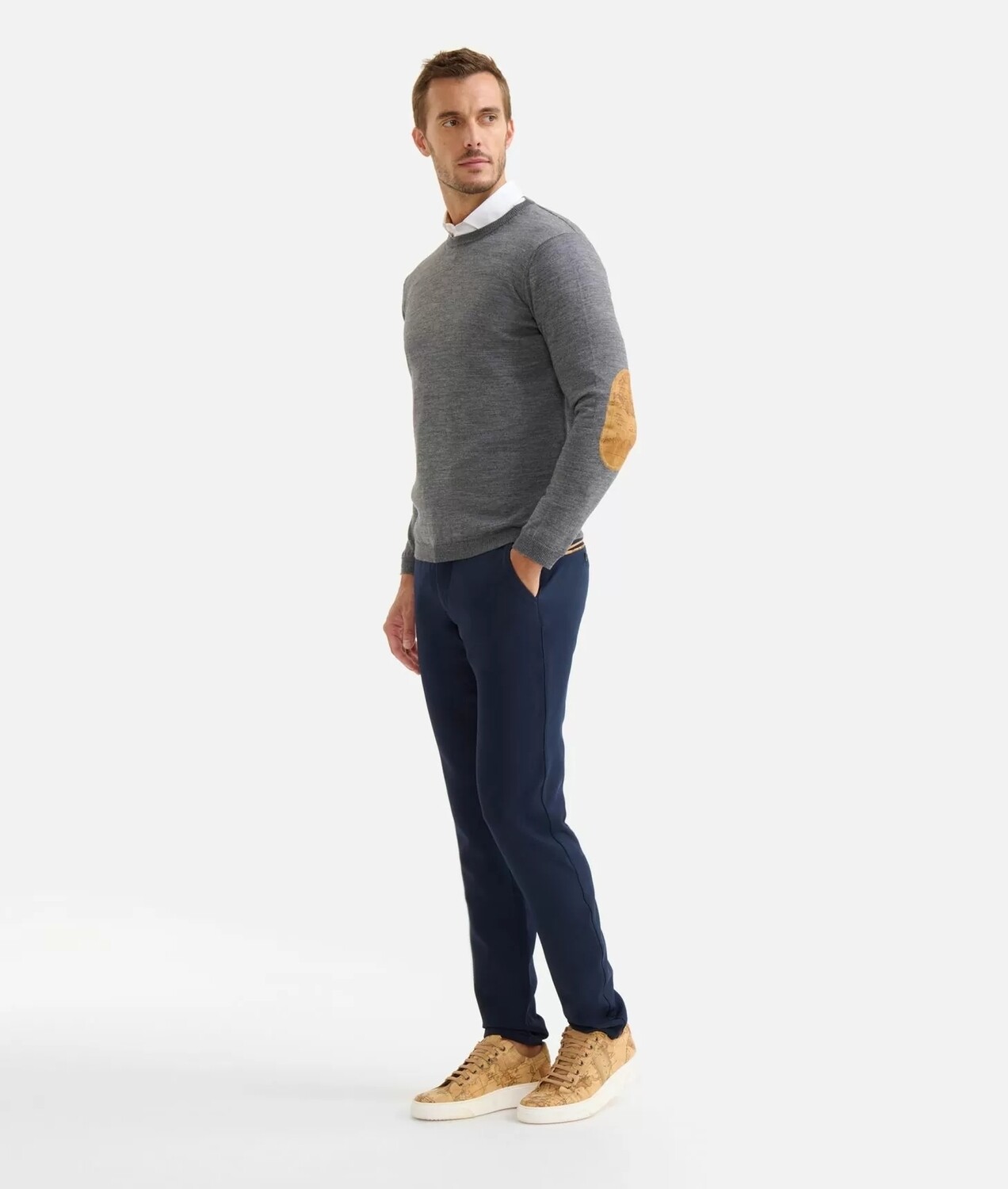 Alviero Martini 1A Classe Pantalone Uomo Super Slim in Cotone estivo Blu