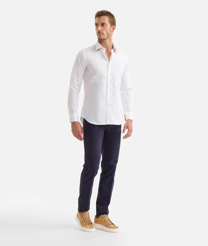 Alviero Martini 1A Classe Camicia uomo Slim con toppe stampa Geo/Bianca