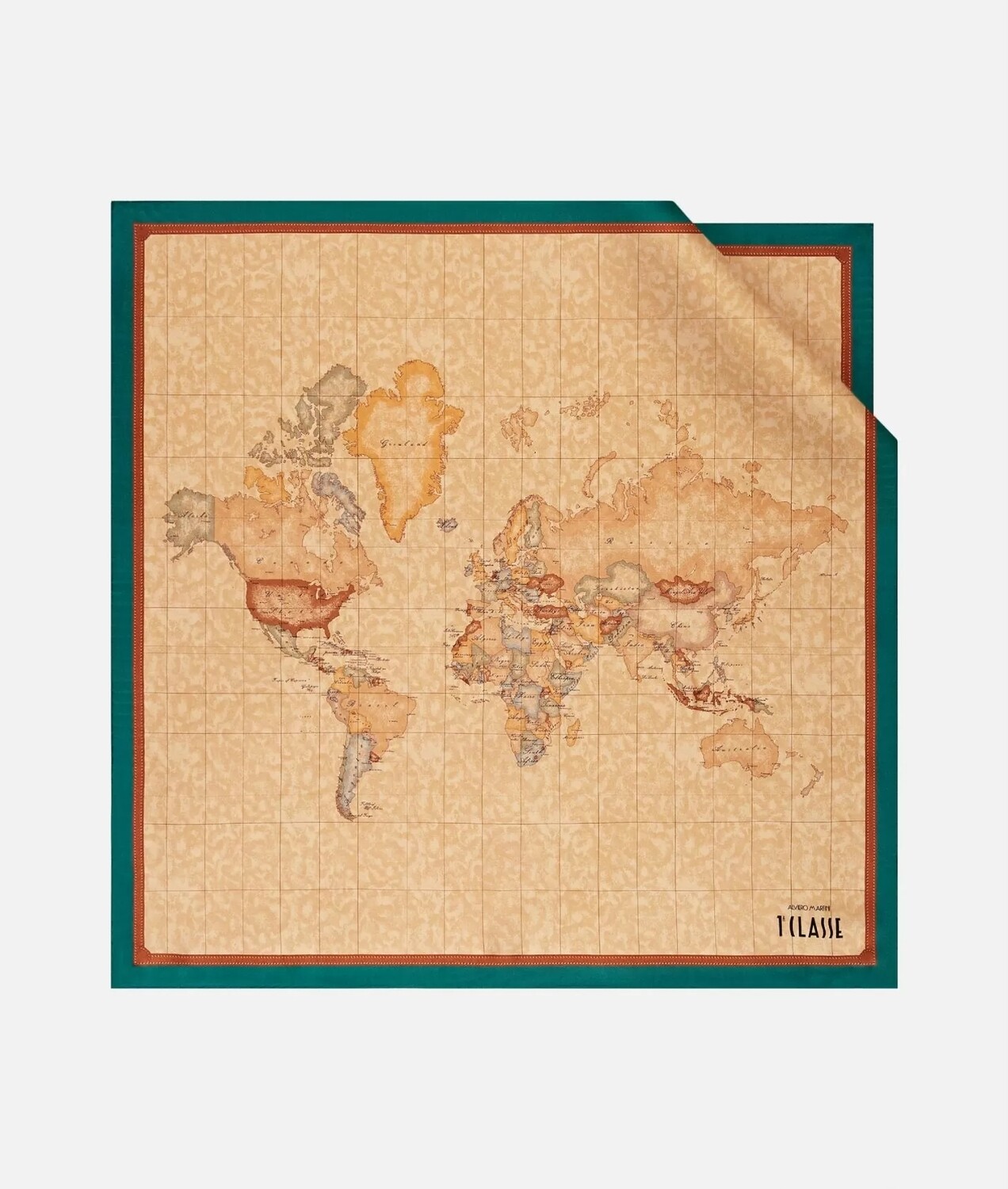 Alviero Martini 1A Classe Foulard stampa Geo Classic in seta 70 x 70 Verde Smeraldo