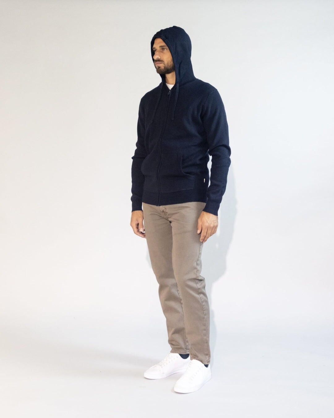 Impure Cardigan chiusura Zip con Cappuccio Blu Navy