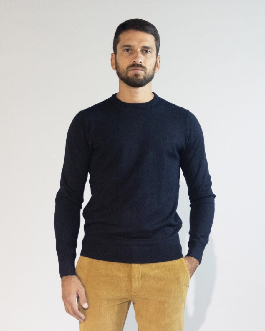 Impure Pullover girocollo misto Cachemire Blu Navy