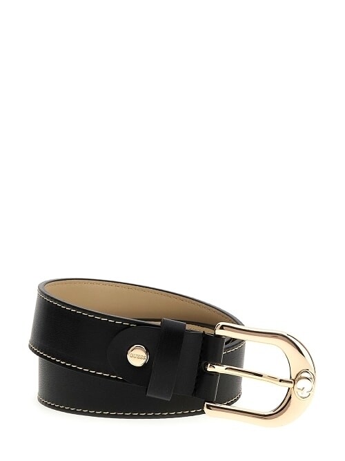 Guess Cintura Donna in pelle liscia con cuciture Nera