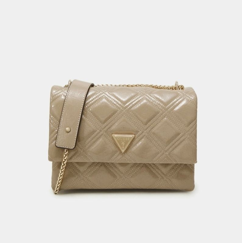 Guess Tracolla Deesa Trapuntata Vernice Taupe