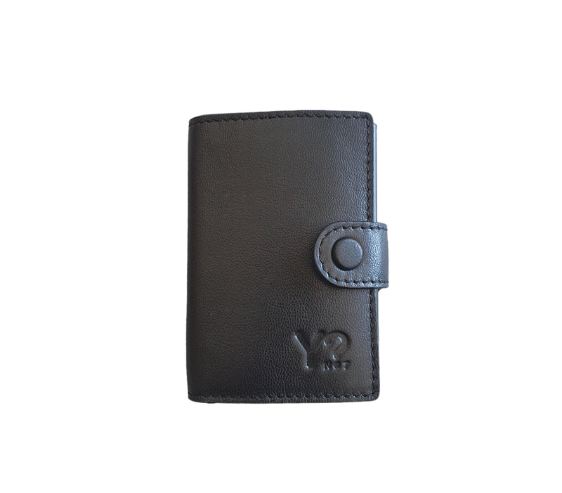 Y Not? Metal Clip Card In Pelle Nero
