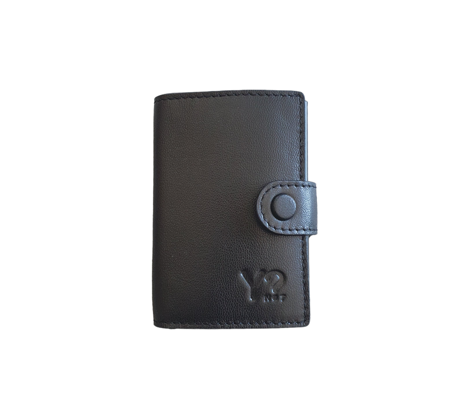 Y Not? Metal Clip Card In Pelle Nero