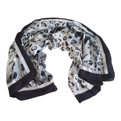 Guess Foulard grande 130x130 Nero/Bianco Multistampa