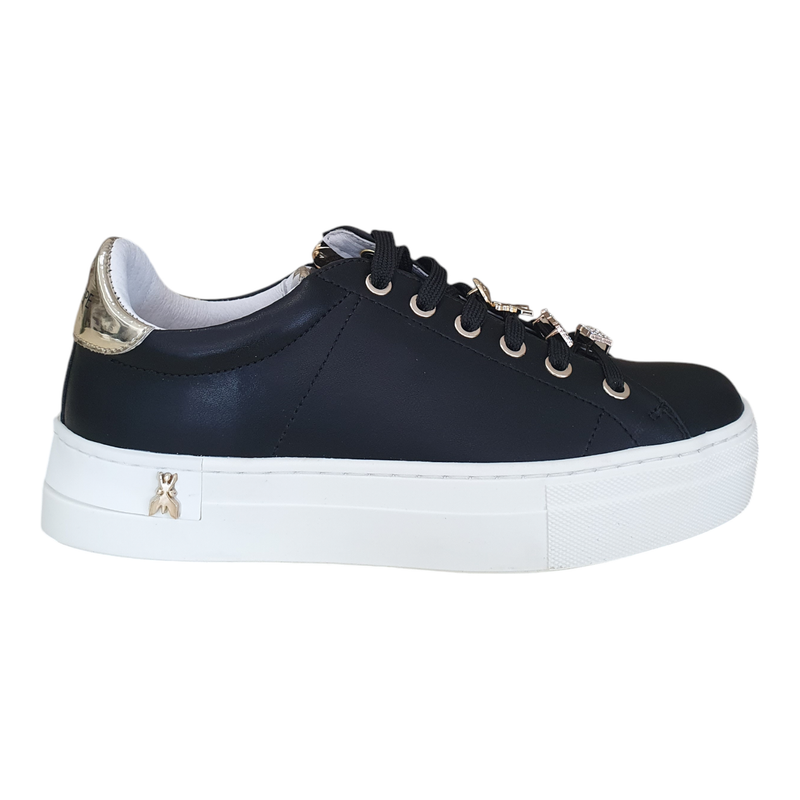 Patrizia Pepe Sneakers Platform con strass in Pelle Nera