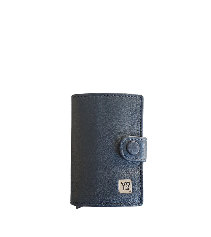 Y Not? Metal Clip Card In Pelle Blu Navy