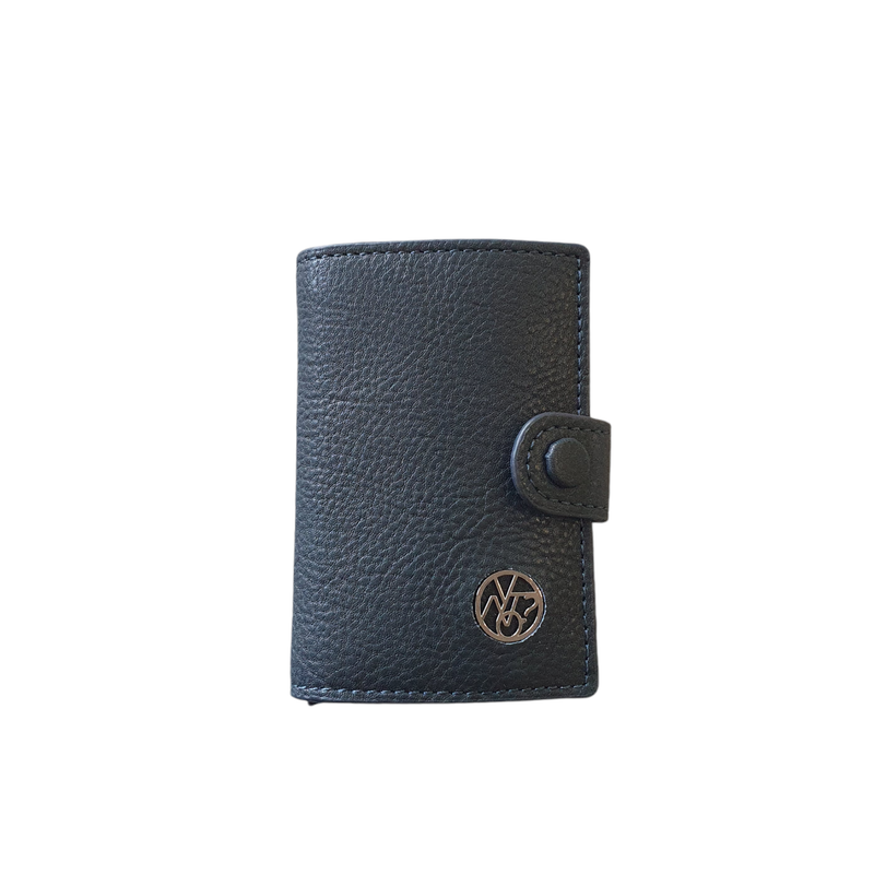 Y Not? Metal Clip Card In Pelle Martellata Navy Blu