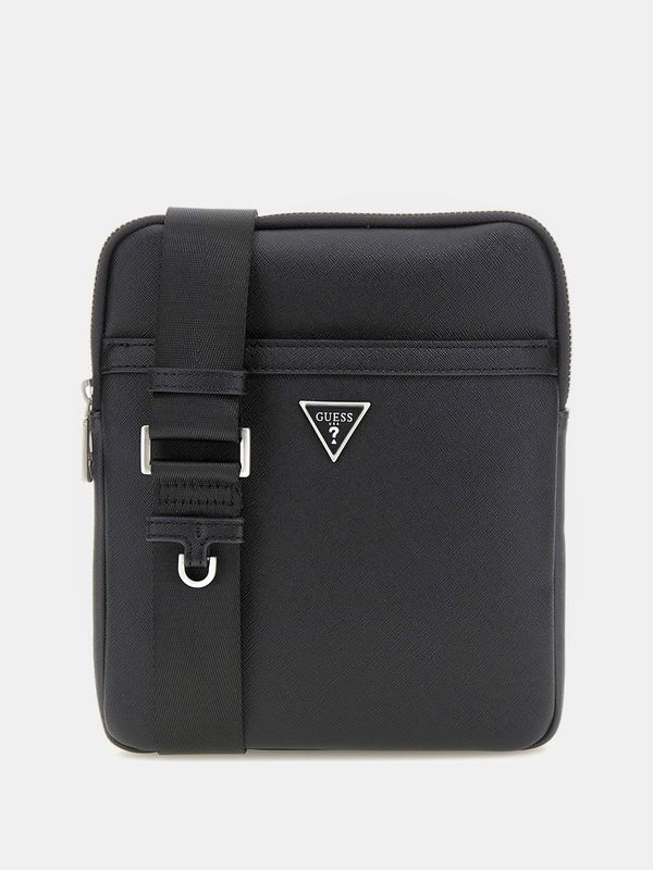 Guess Tracolla piatta certosa saffiano Nero