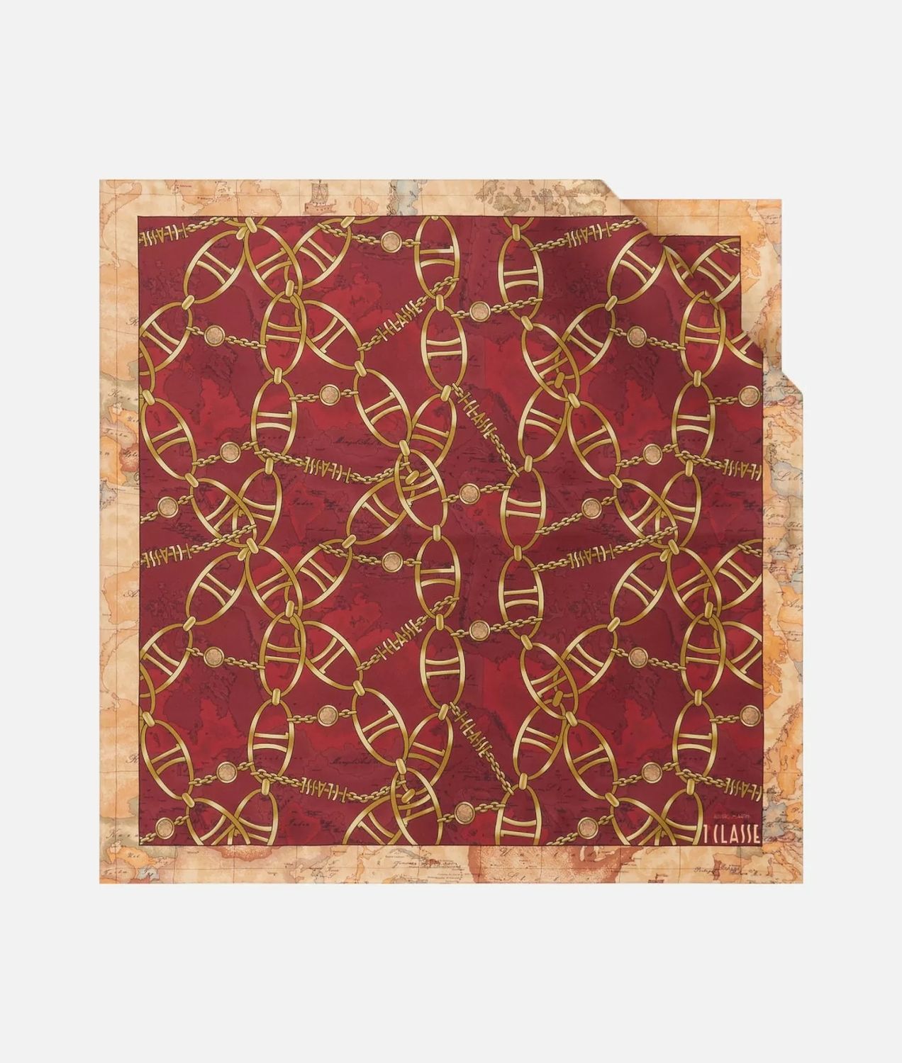 Alviero Martini 1A Classe Foulard Geo Chain in seta 70x70 Lampone