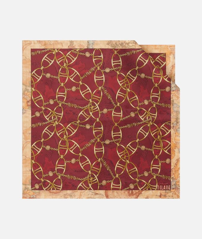 Alviero Martini 1A Classe Foulard Geo Chain in seta 70x70 Lampone