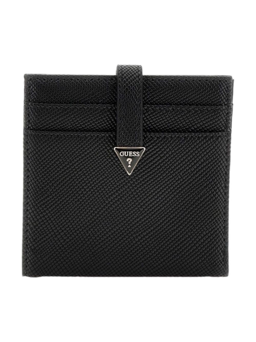 Guess Porta carte di credito laurel Saffiano Nero