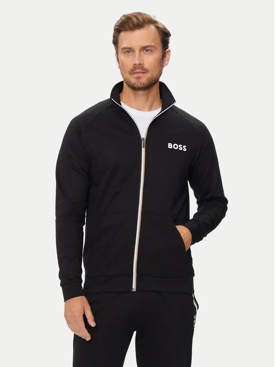 Boss Giacca in french terry con zip e logo Nera