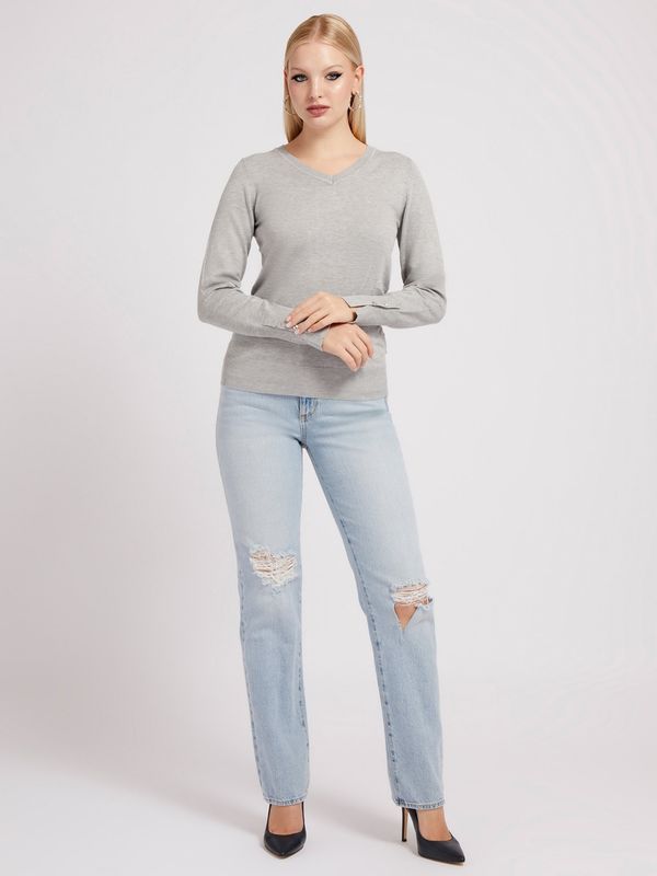 GUESS Maglione Donna Scollo a V Gena Grigio