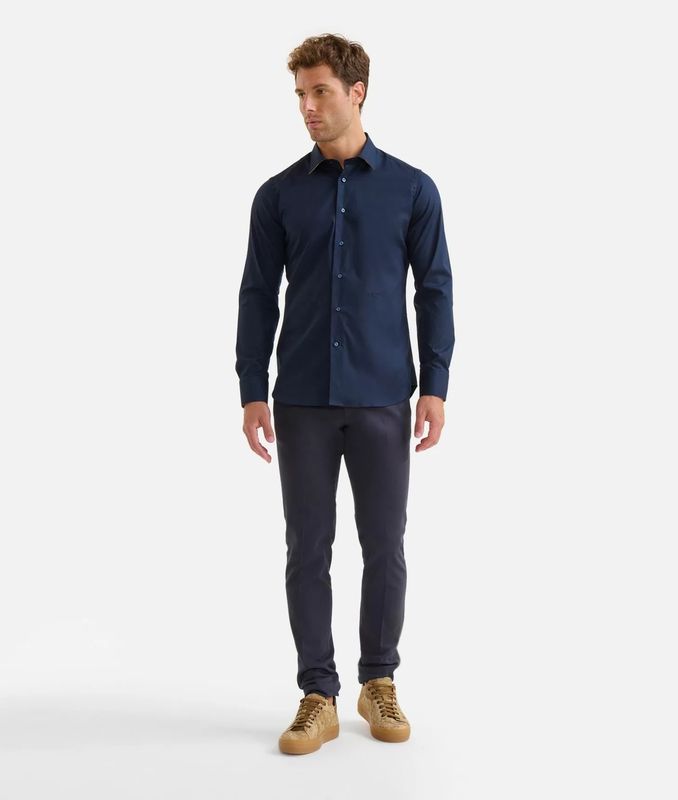 Alviero Martini 1A Classe Camicia uomo Slim fit con toppe stampa Geo Classic Blu
