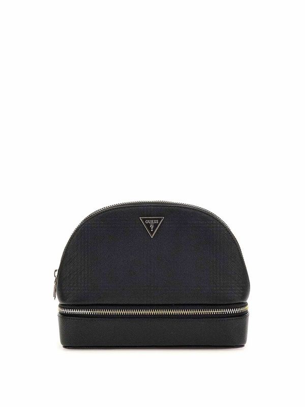 Guess Beauty case triangolo logo Saffiano Nero