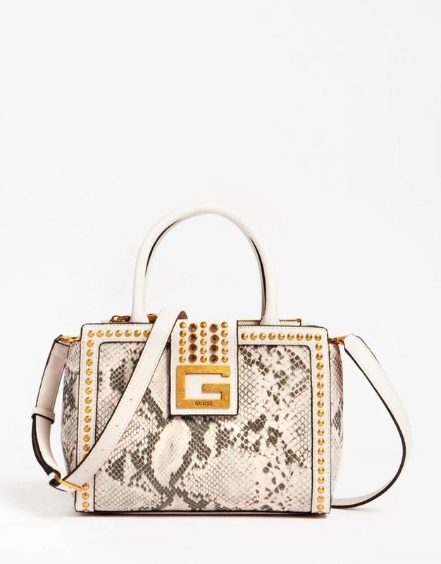 Guess Borsa a mano python animalier borchie Rosa