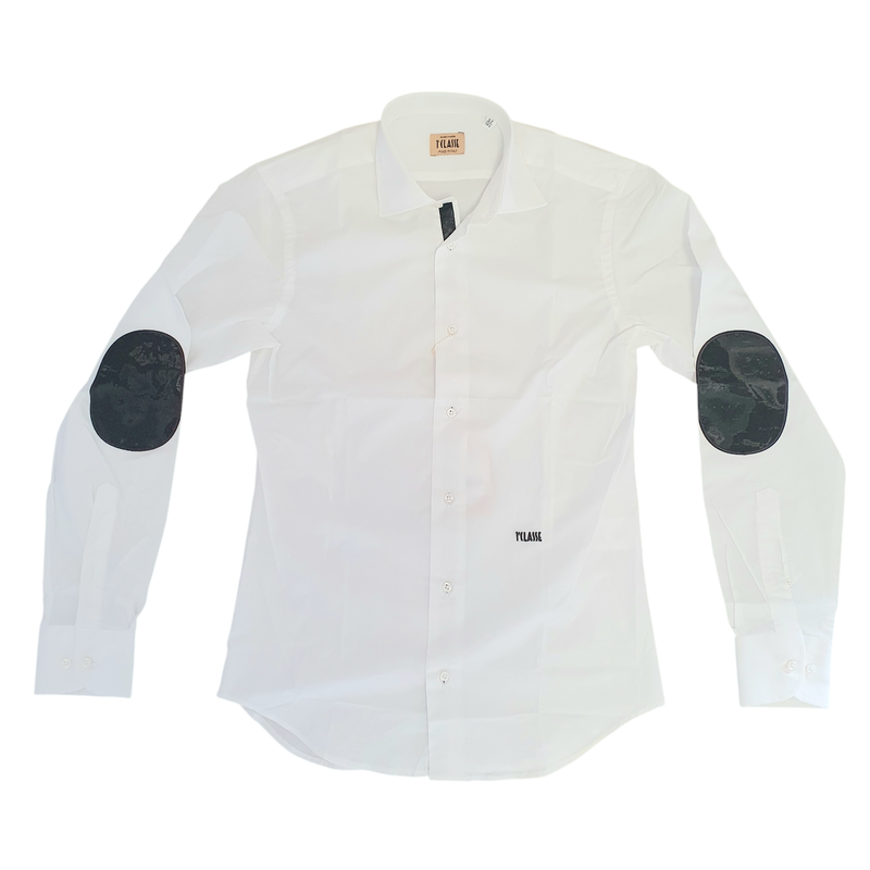Alviero Martini 1A Classe Camicia uomo Slim Bianca con toppe Nere