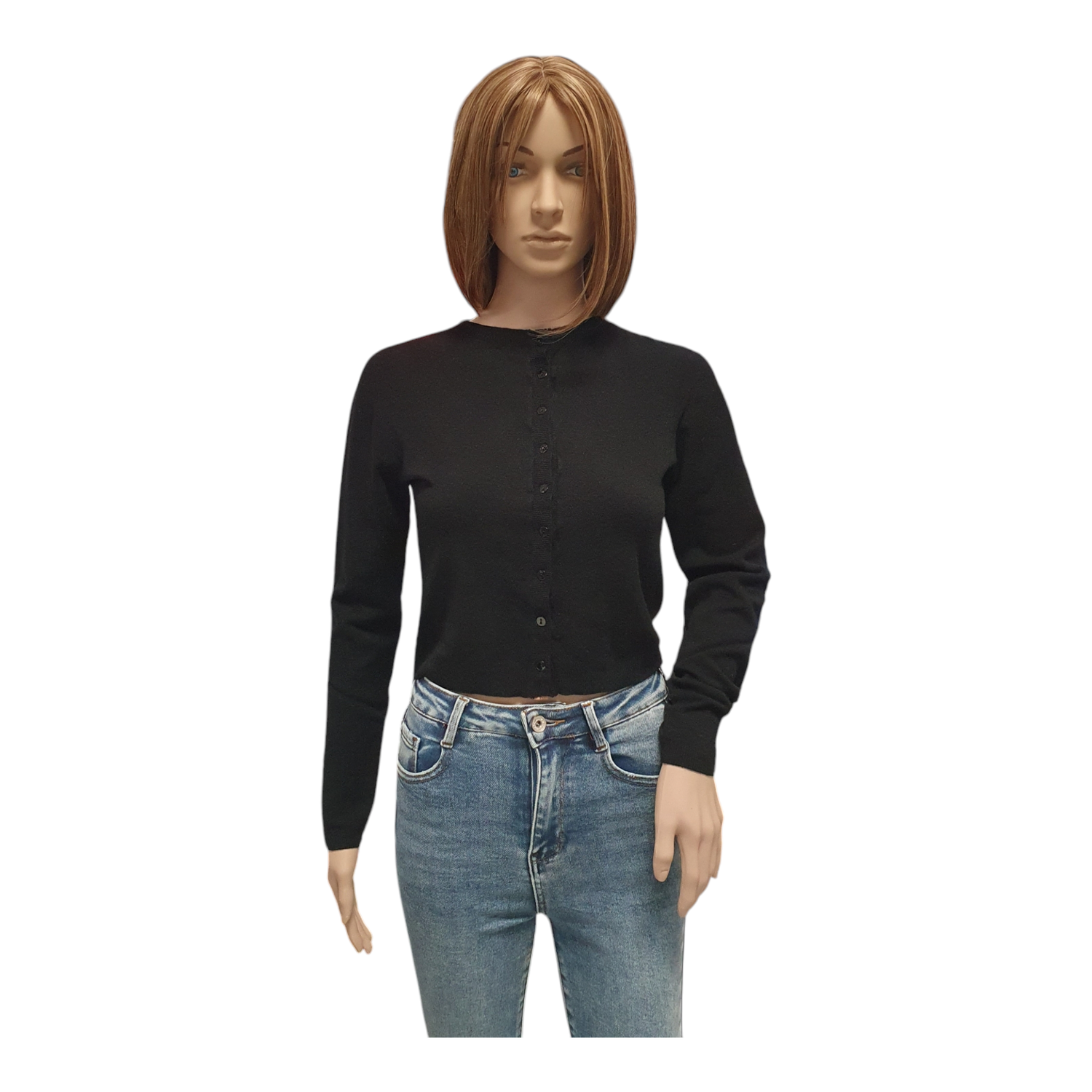 Alviero Martini 1A Classe Cardigan Corto a Girocollo Viscosa e Angora Nero