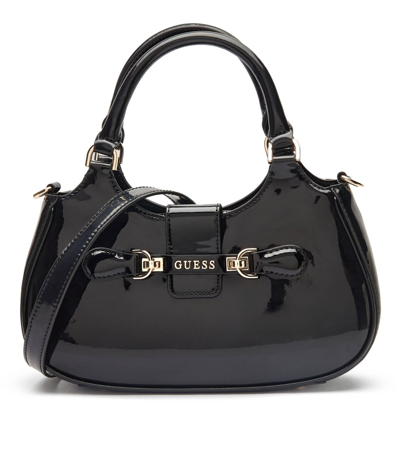 Guess Borsa a mano in vernice Nolana Nero
