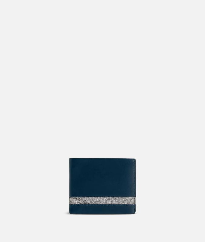Alviero Martini 1A Classe Portafogli medio in pelle rifinito in tessuto Geo Dark Blu Notte