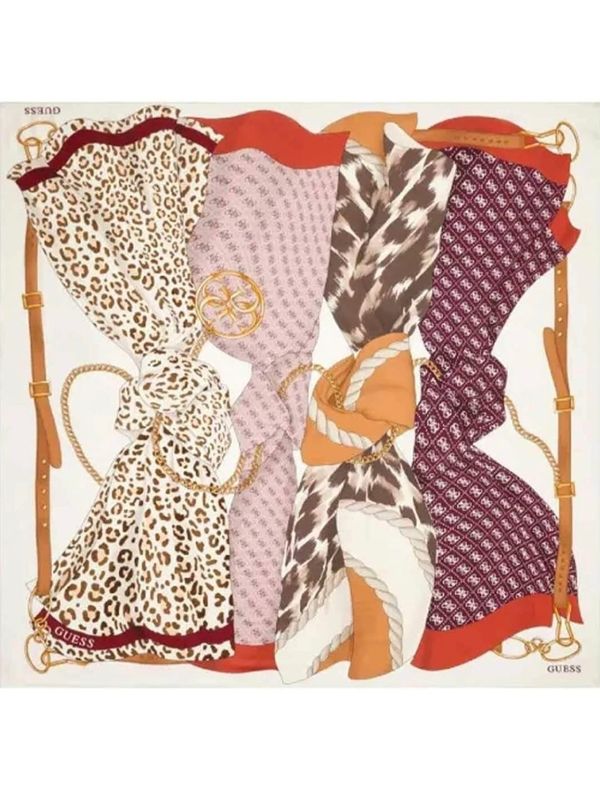 Guess Foulard grande 130x130 Beige Multistampa