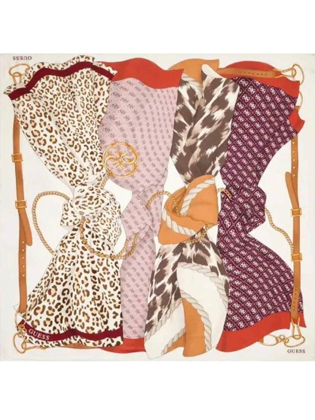 Guess Foulard grande 130x130 Beige Multistampa