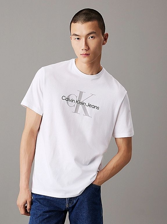 Calvin klein T-shirt Uomo con Monogramma Bianca