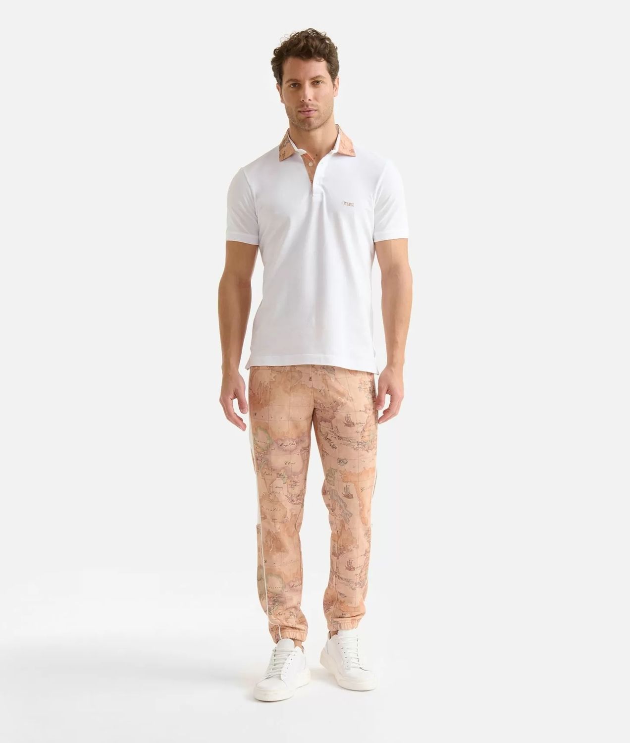 Alviero Martini 1A Classe Polo in cotone piquet con colletto Geo Classic Bianca