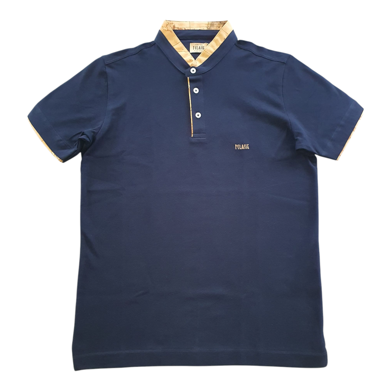 Alviero Martini 1A Classe Polo alla Coreana con dettagli Geo Blu Notte 