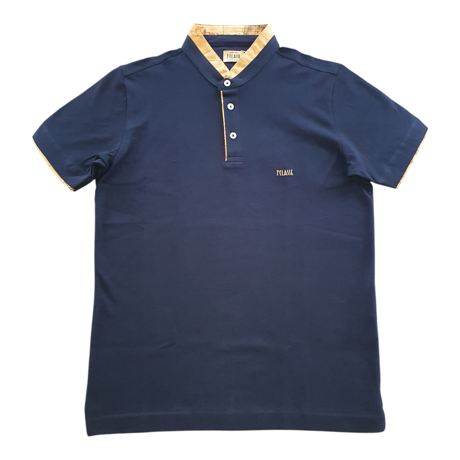 Alviero Martini 1A Classe Polo alla Coreana con dettagli Geo Blu Notte 