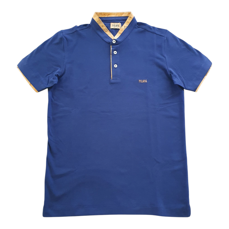 Alviero Martini 1A Classe Polo alla Coreana con dettagli Geo Blu Cobalto