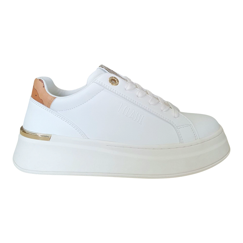Alviero Martini 1A Classe Sneakers Donna Fondo a Cassetta con strass White/Geo Classic