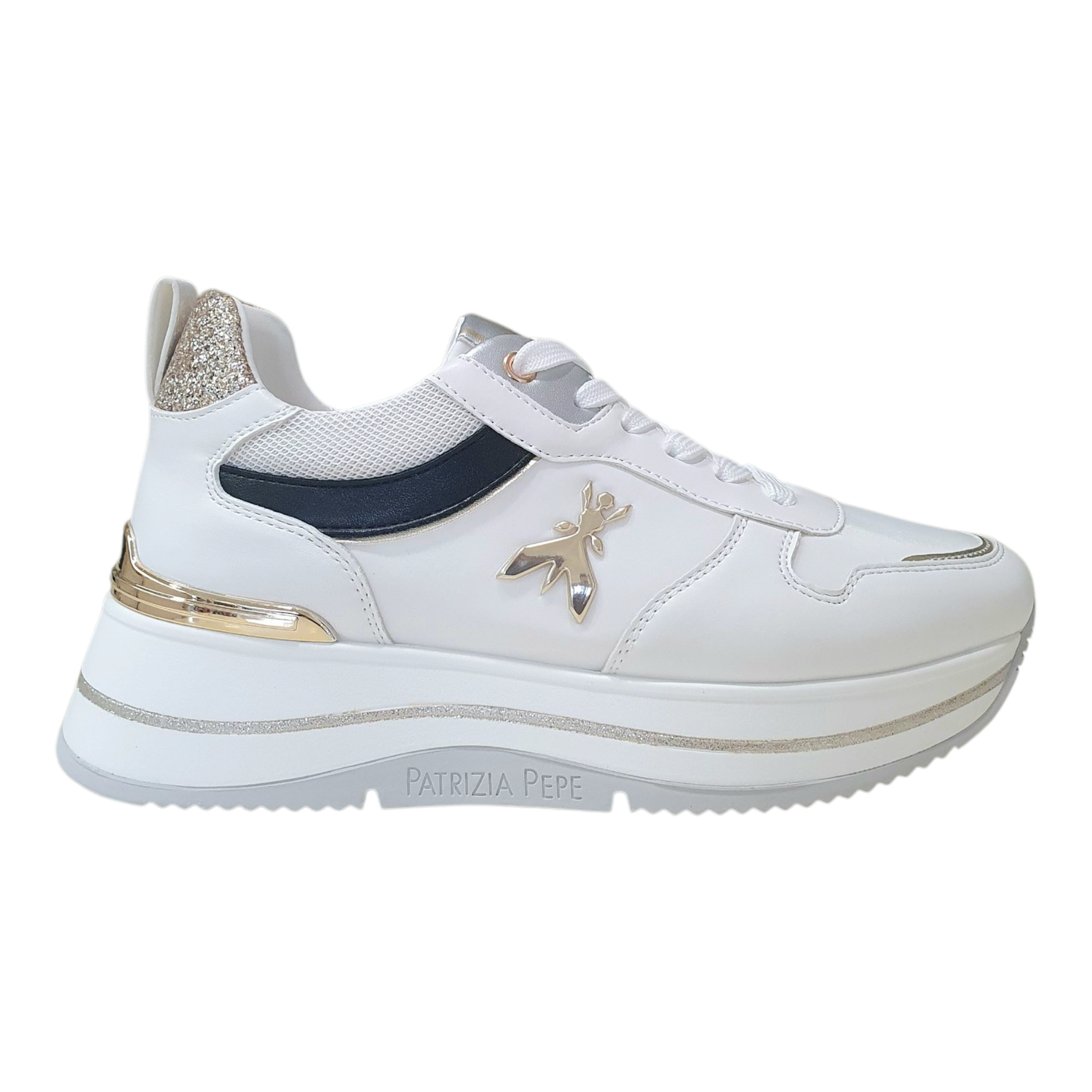 Patrizia Pepe Sneakers Running in Pelle Bianca